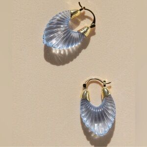 Baby Blue Scalloped Hoop Earrings